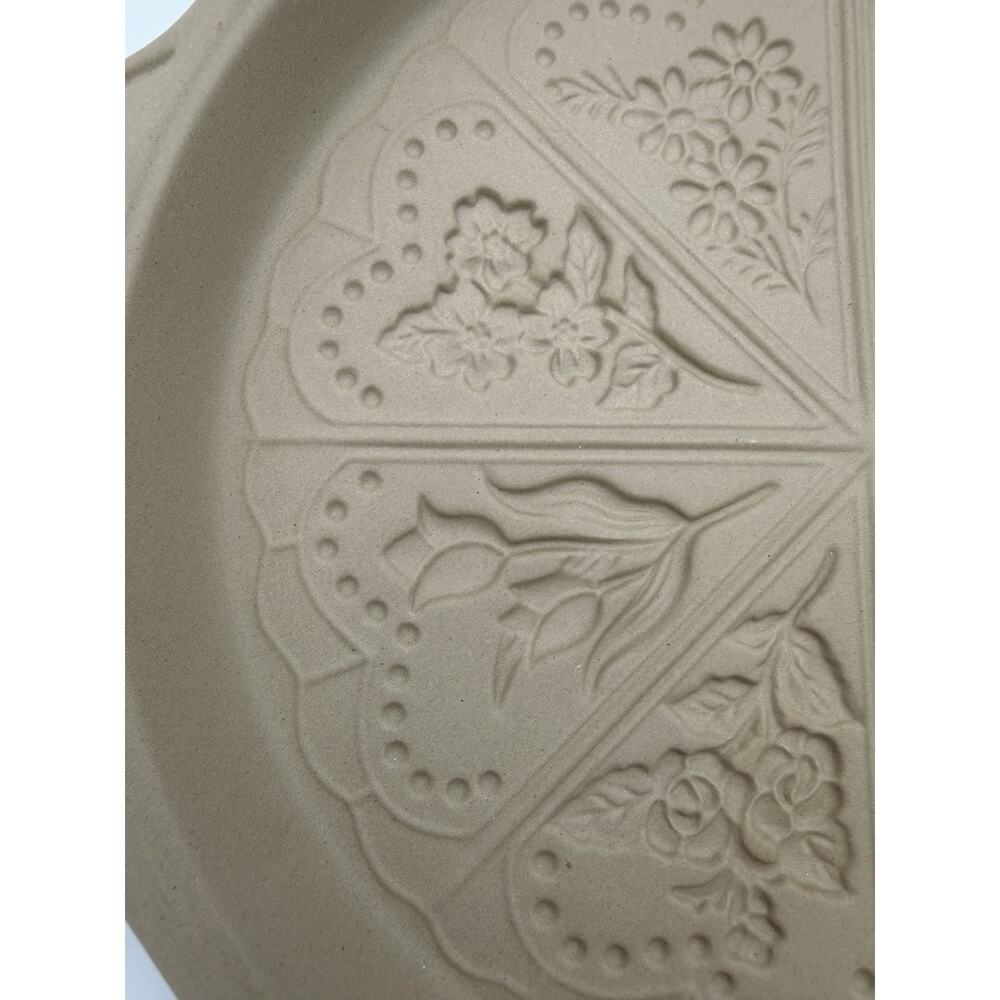 Vintage Brown Bag Shortbread Baking Pan Floral Stoneware Cookie Mold 9” - Picture 2 of 7